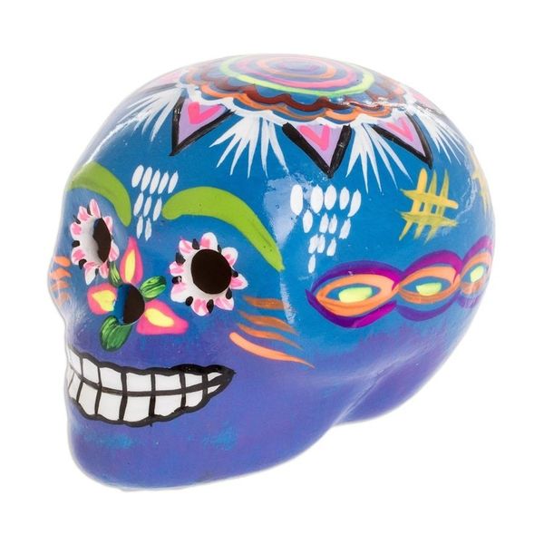 Alternate image for Artisan Crafted Small Ceramic Sculpture Fantasy Skull
