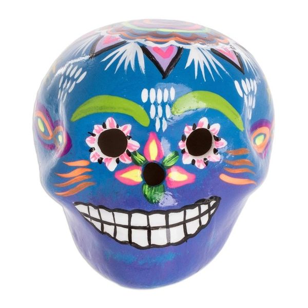 Alternate image for Artisan Crafted Small Ceramic Sculpture Fantasy Skull