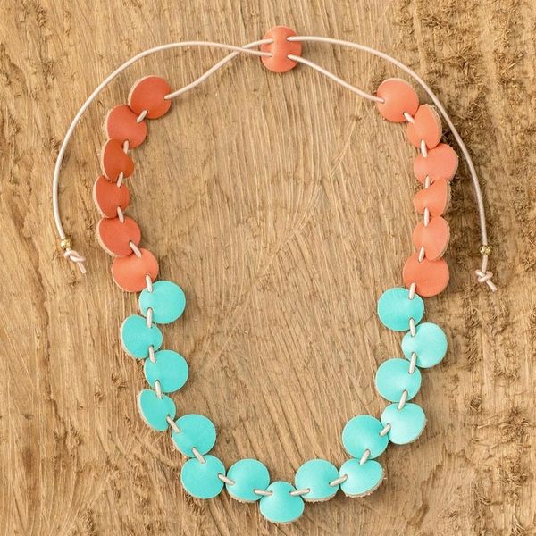 Alternate image for Artisan Crafted Leather Necklace Cool Stepping Stones