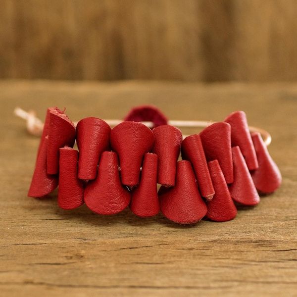 Alternate image for Red Leather Bracelet from Costa Rica Crimson Bridge