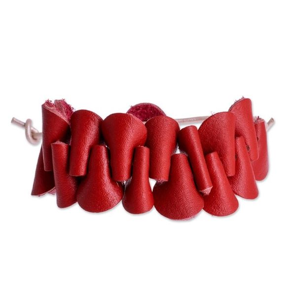 Alternate image for Red Leather Bracelet from Costa Rica Crimson Bridge