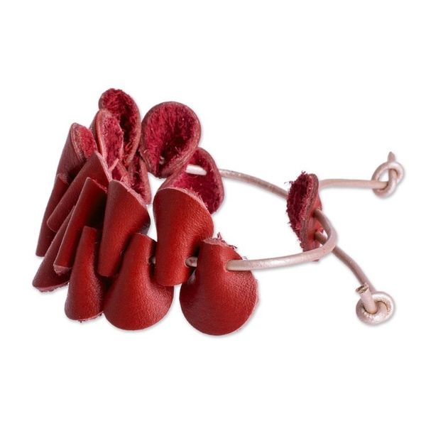 Alternate image for Red Leather Bracelet from Costa Rica Crimson Bridge