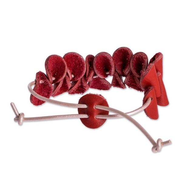 Alternate image for Red Leather Bracelet from Costa Rica Crimson Bridge