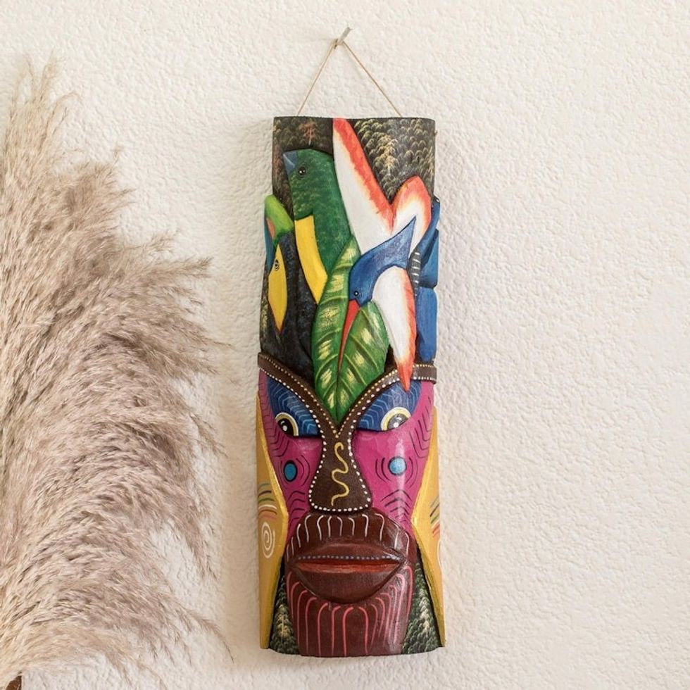 Handmade Balsa Wood Mask with Painted Boruca Warrior 'Boruca Courage'