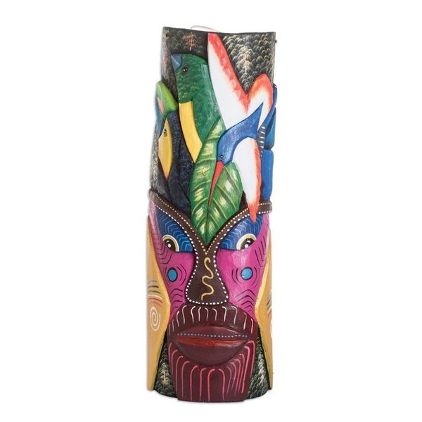 Alternate image for Handmade Balsa Wood Mask with Painted Boruca Warrior Boruca Courage