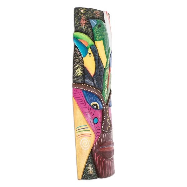 Alternate image for Handmade Balsa Wood Mask with Painted Boruca Warrior Boruca Courage