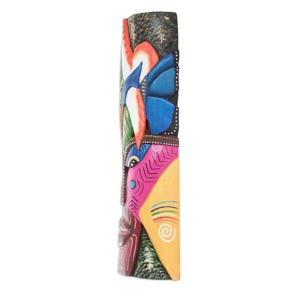 Alternate image for Handmade Balsa Wood Mask with Painted Boruca Warrior Boruca Courage