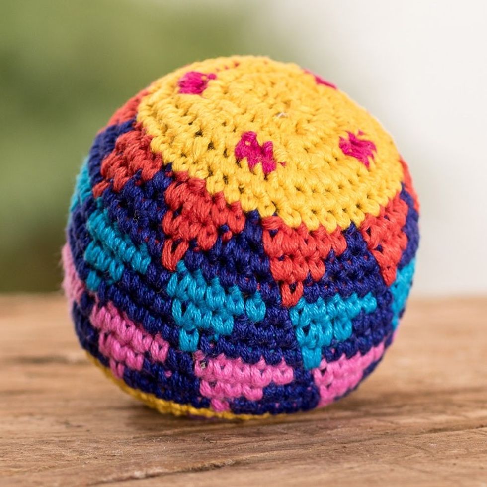 Multicolored Cotton Footbag from Guatemala 'Mountain Colors'