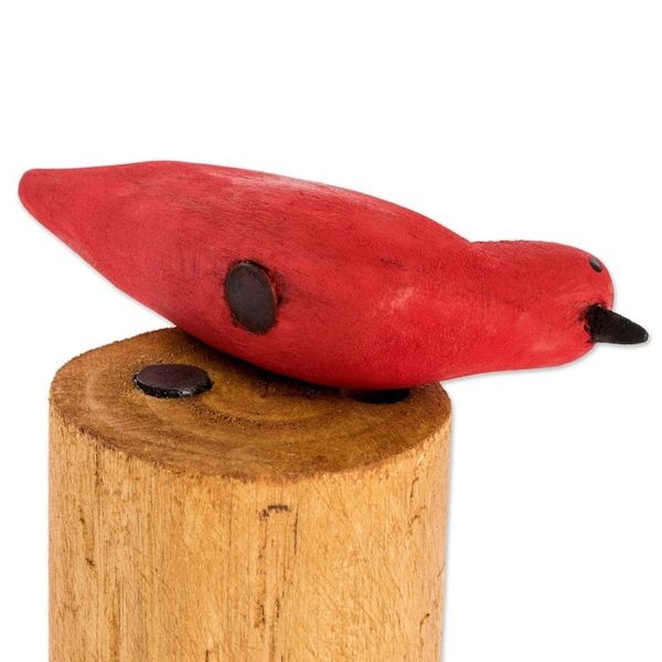 Alternate image for Hand Carved Summer Tanager Bird Balsa Wood Pencil Holder Red Summer Tanager