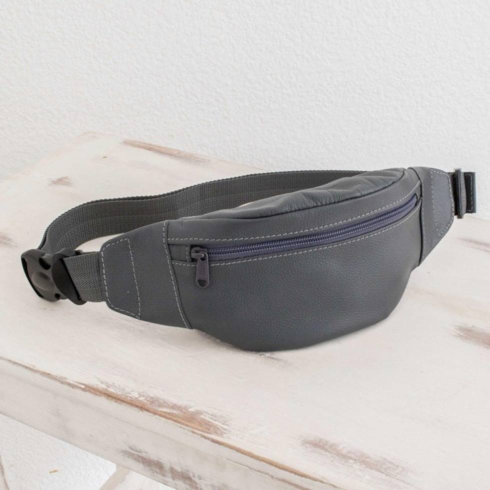 Leather Waist Bag in Grey 'Simple Needs in Grey'