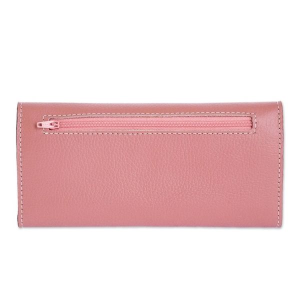Alternate image for Rosewood Pink Leather Tri Fold Wallet With Snap Closure Salvadoran Rosewood
