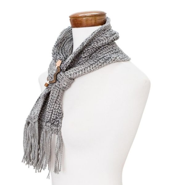 Alternate image for Acrylic Multi Grey Tone Wrap Scarf with Wood Clip Costa Rican Grey