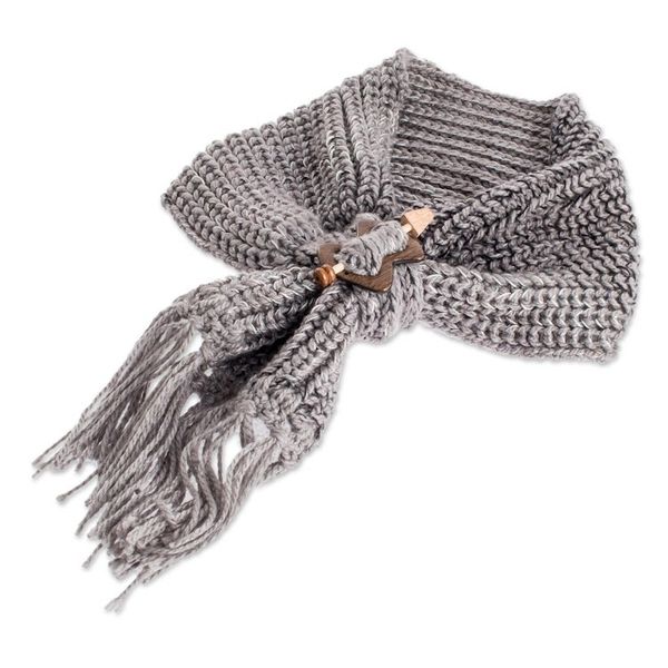 Alternate image for Acrylic Multi Grey Tone Wrap Scarf with Wood Clip Costa Rican Grey