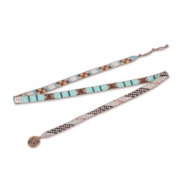 Alternate image for Handcrafted Glass Beaded Wrap Bracelet with Geometric Design Geometric Revolution