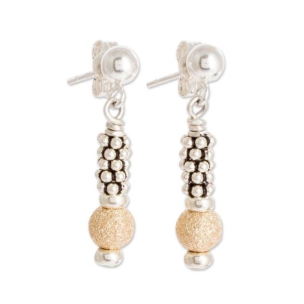 Alternate image for Gold-Accented Sterling Silver Earrings Golden Ball