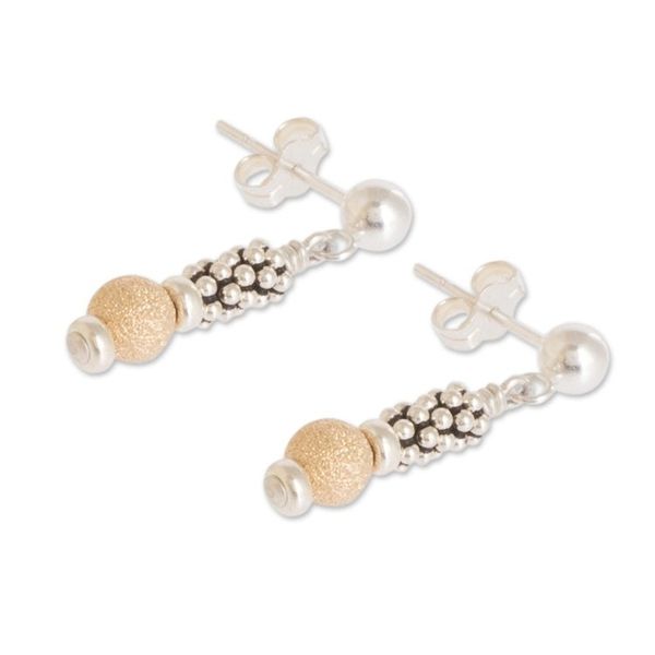 Alternate image for Gold-Accented Sterling Silver Earrings Golden Ball