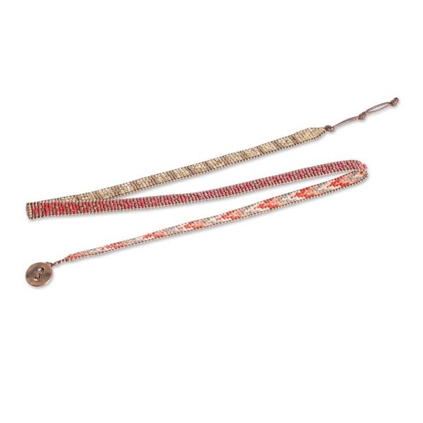 Alternate image for Handcrafted Glass Beaded Wrap Bracelet with Arrow Pattern Geometric Direction