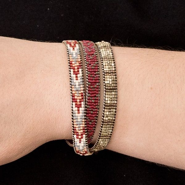 Alternate image for Handcrafted Glass Beaded Wrap Bracelet with Arrow Pattern Geometric Direction