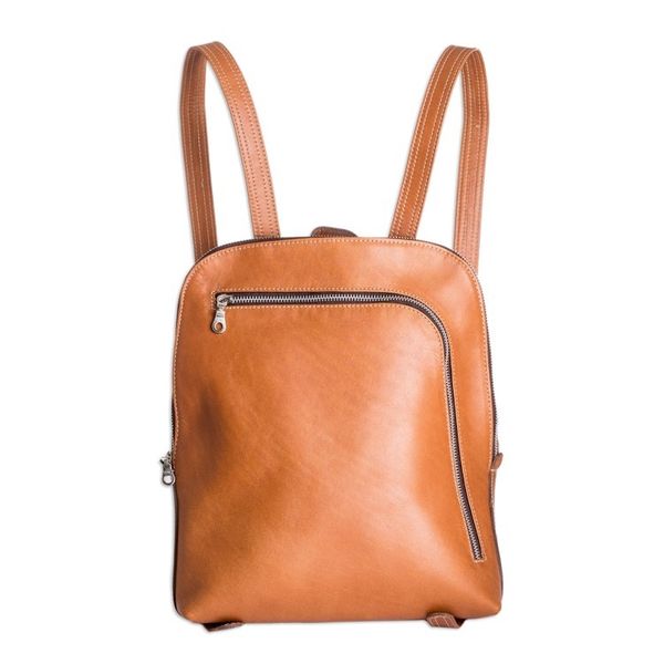 Alternate image for 100 Leather Backpack with Zipper Accents from Costa Rica Stroll Through the City