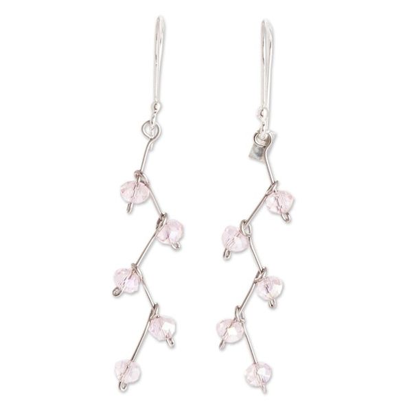 Alternate image for Crystal Bead Dangle Earrings With Sterling Silver Hooks Rose Sparkle