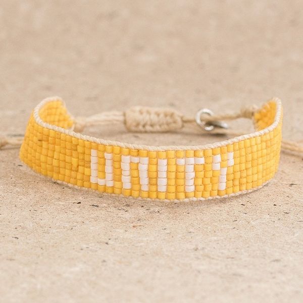 Alternate image for Yellow and White Glass Bead Bracelet Saying Unity Unity in Yellow