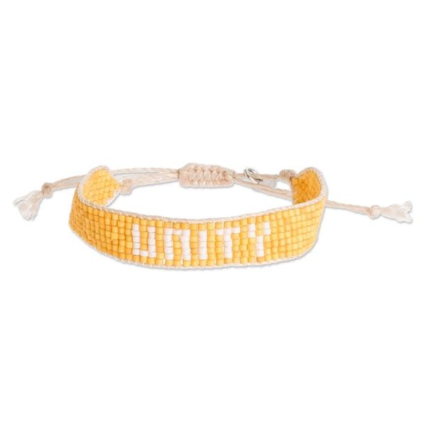Alternate image for Yellow and White Glass Bead Bracelet Saying Unity Unity in Yellow