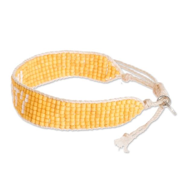 Alternate image for Yellow and White Glass Bead Bracelet Saying Unity Unity in Yellow