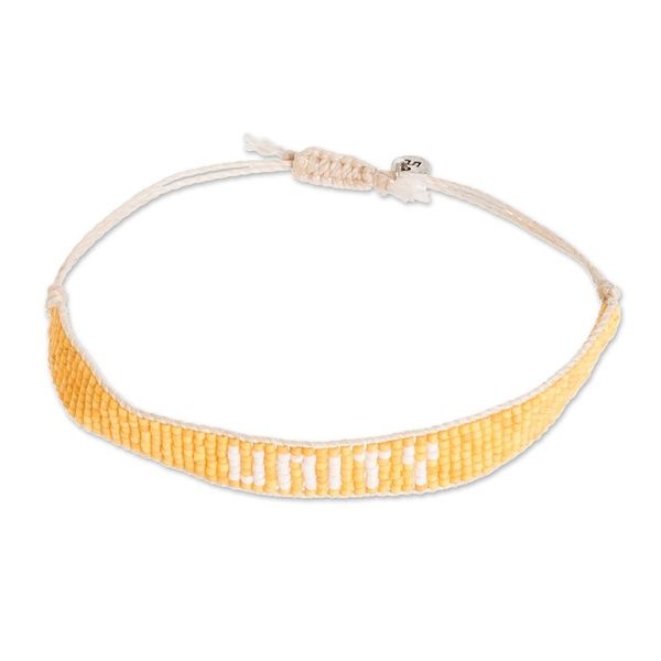 Alternate image for Yellow and White Glass Bead Bracelet Saying Unity Unity in Yellow