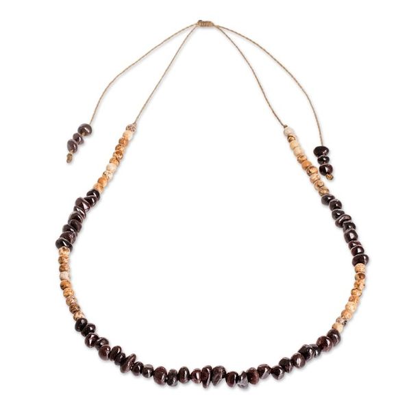 Alternate image for Garnet and Jasper Beaded Necklace Handmade in Guatemala Familiar Sands