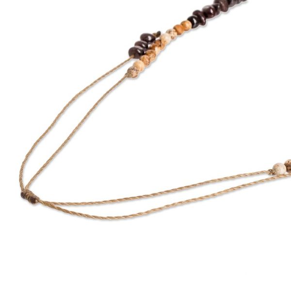 Alternate image for Garnet and Jasper Beaded Necklace Handmade in Guatemala Familiar Sands