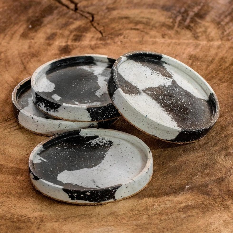 Round Grey Concrete Coasters Set of 4 'Modern Diversion'