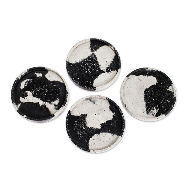 Alternate image for Round Grey Concrete Coasters Set of 4 Modern Diversion