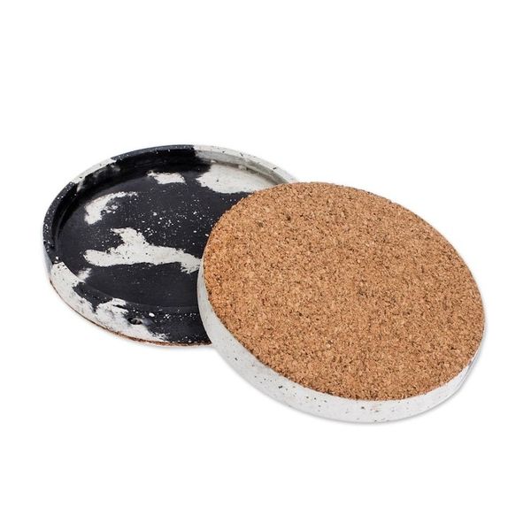 Alternate image for Round Grey Concrete Coasters Set of 4 Modern Diversion