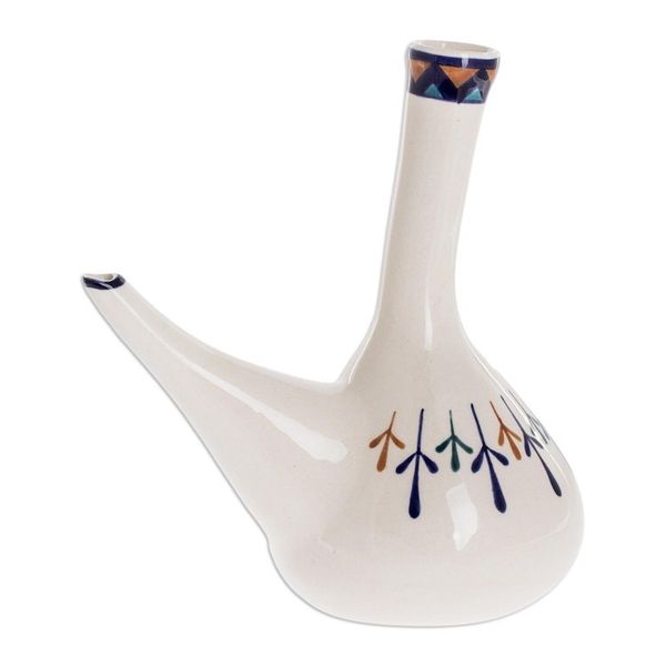 Alternate image for Off-White Ceramic Wine Server with Geometric Design Antigua Breeze
