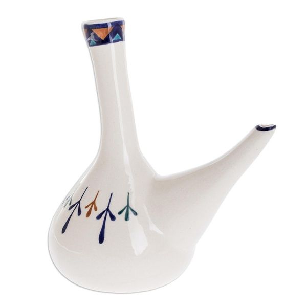 Alternate image for Off-White Ceramic Wine Server with Geometric Design Antigua Breeze