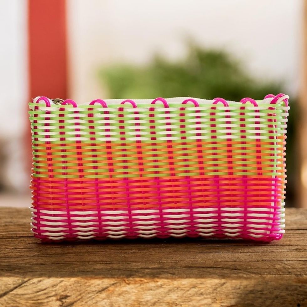 Recycled Central American Cosmetic Bag in Pink 'Lollipop Swirl'