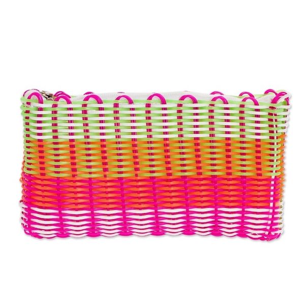Alternate image for Recycled Central American Cosmetic Bag in Pink Lollipop Swirl