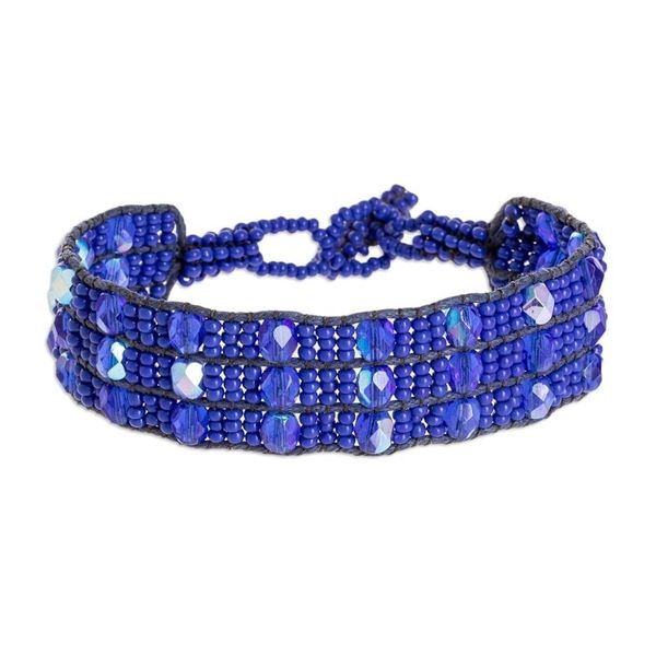 Alternate image for Blue Beaded Bracelet from Guatemala Kinship in Royal Blue