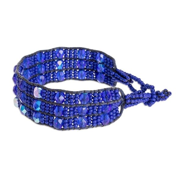 Alternate image for Blue Beaded Bracelet from Guatemala Kinship in Royal Blue