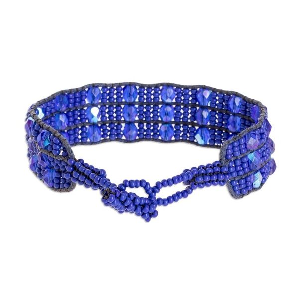 Alternate image for Blue Beaded Bracelet from Guatemala Kinship in Royal Blue