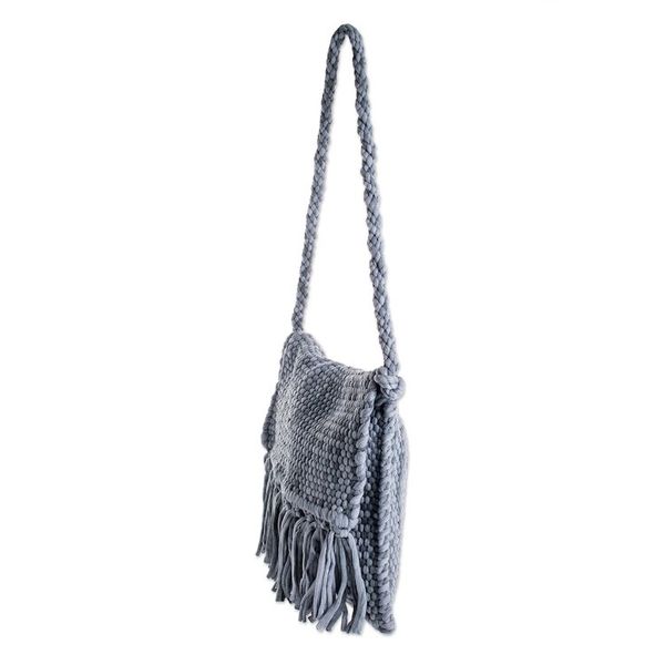 Alternate image for Handwoven Eco Friendly Grey Shoulder Bag from Costa Rica Cartago Grey