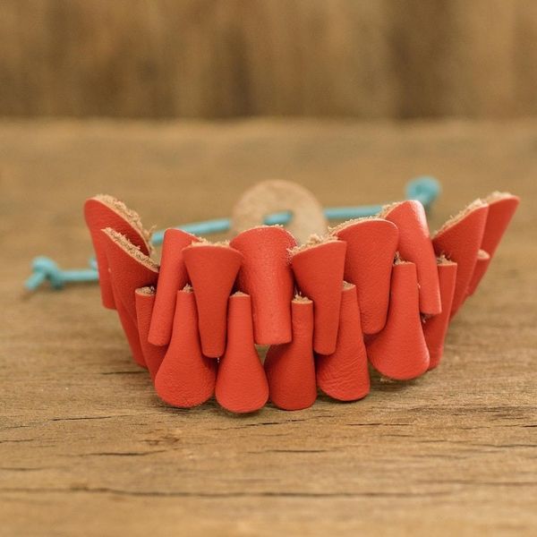 Alternate image for Adjustable Leather Wristband Bracelet Vermilion Bridge