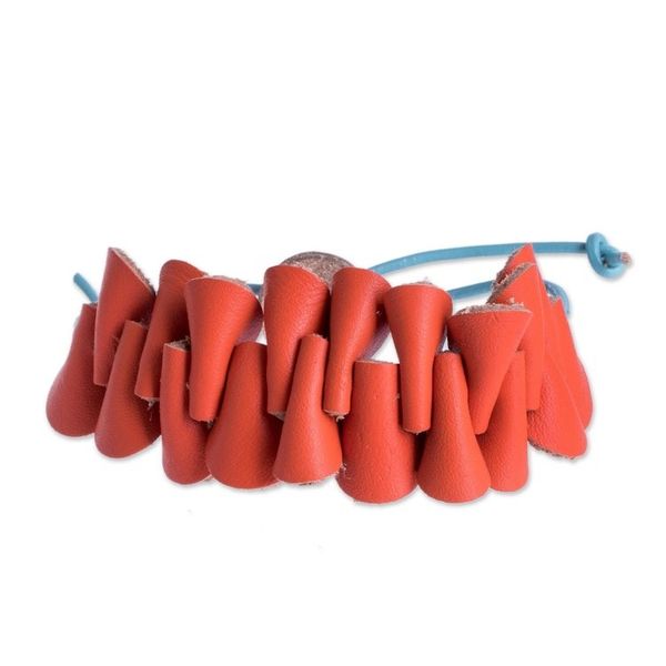 Alternate image for Adjustable Leather Wristband Bracelet Vermilion Bridge