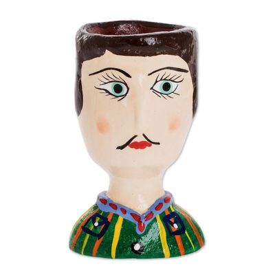 Alternate image for Guatemalan Ceramic Planter with Mans Face Mateo