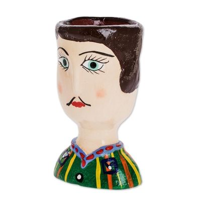 Alternate image for Guatemalan Ceramic Planter with Mans Face Mateo