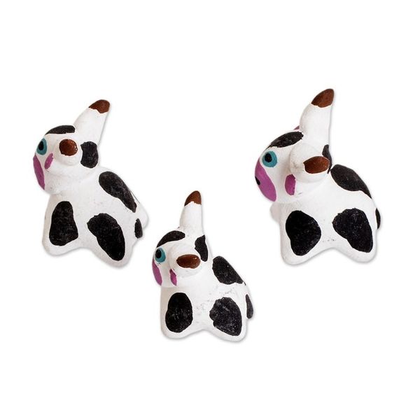 Alternate image for Set of 3 Hand-painted Bull-themed Ceramic Figurines Bull Family