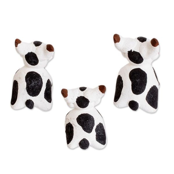 Alternate image for Set of 3 Hand-painted Bull-themed Ceramic Figurines Bull Family