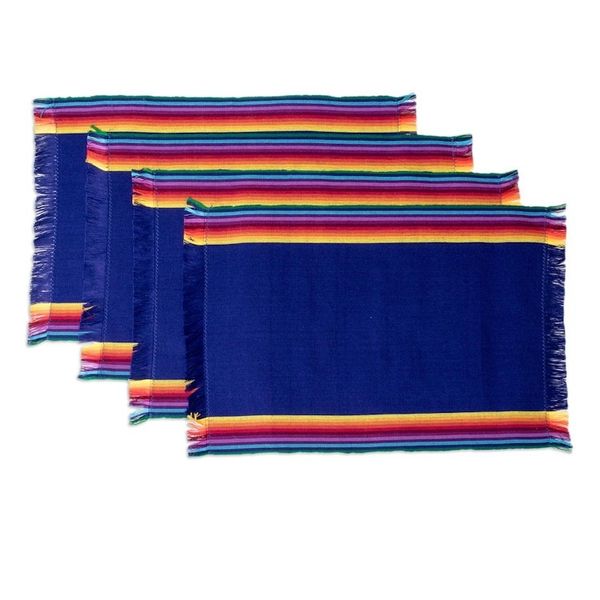 Alternate image for Handwoven Cotton Indigo Placemats with Napkins Set of 4 Indigo Balance