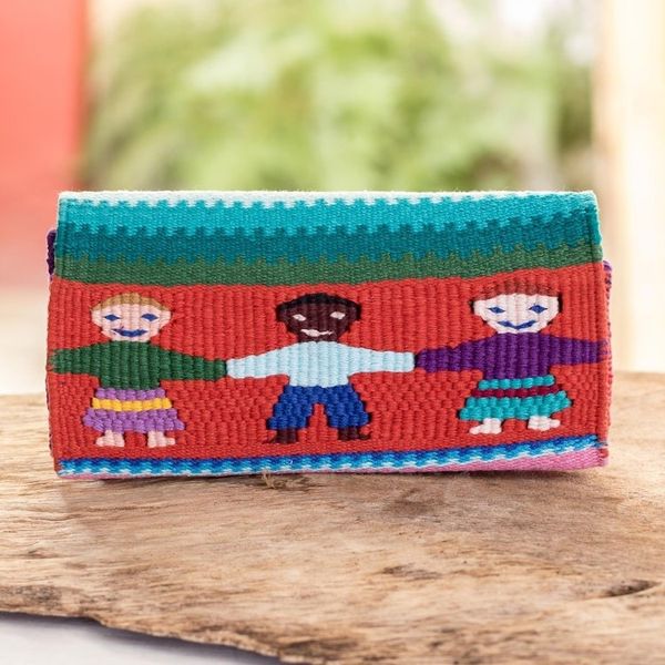 Alternate image for Hand Woven Cotton Billfold Wallet With Images of Children Childhood Memories