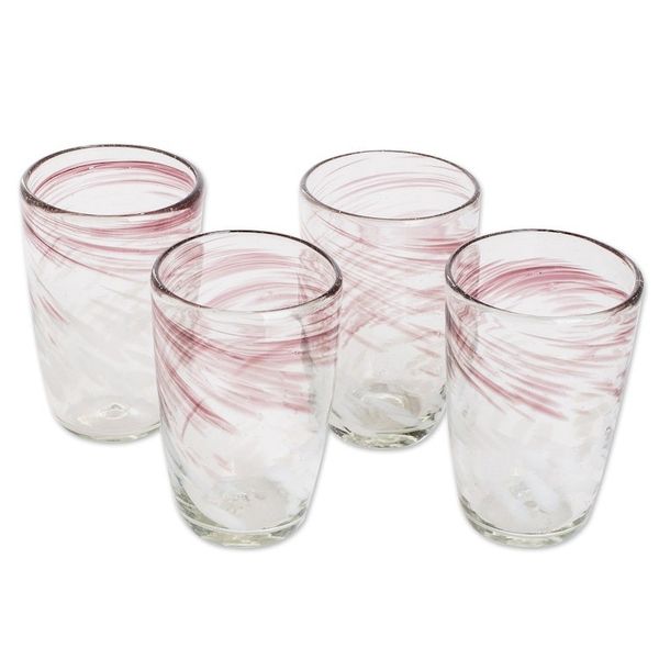 Alternate image for Violet and White Blown Glass Tumblers Set of 4 Fusion